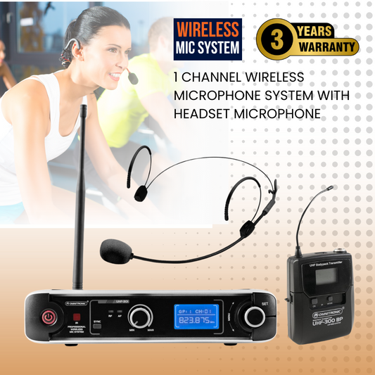 1 Channel Wireless Microphone System With Headset Microphone