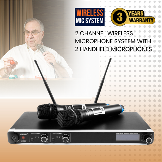 2 Channel Wireless Microphone System With 2 Handheld Microphones