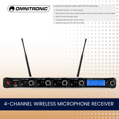 4 Channel Wireless Microphone System With 2 Handheld & 2 Headset Microphones