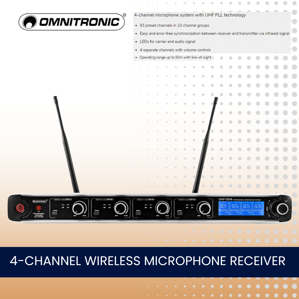 4 Channel Wireless Microphone System With 2 Handheld & 2 Lapel Microphones