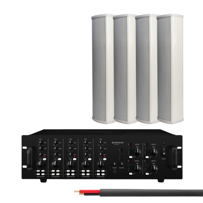 4-Zone Matrix Amplifier Compact Column Speaker Package Up To 16 Speakers Background Music System