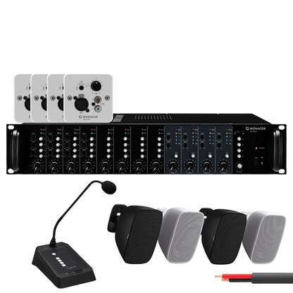 4-Zone Professional Matrix Amplifier Wall Speaker Package Up To 24 Speakers Background Music System