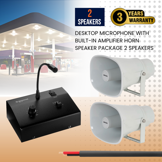 Desktop Microphone With Built-In Amplifier Horn Speaker Package 2 Speakers