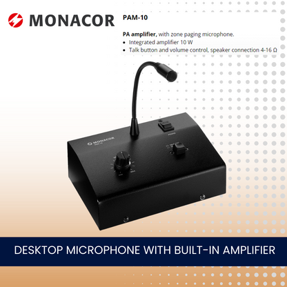 Desktop Microphone With Built-In Amplifier Wall Speaker Package 2 Speakers