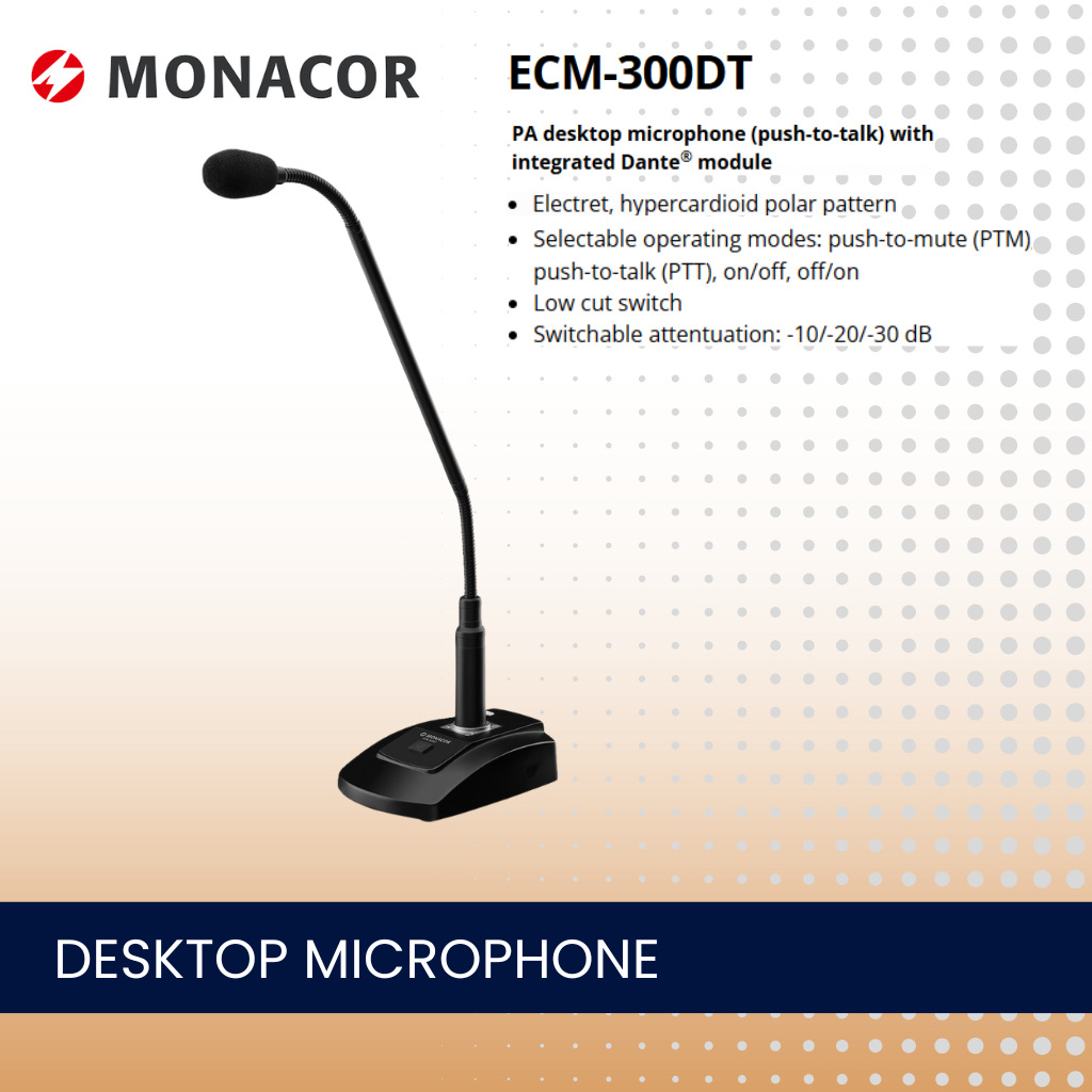 Monacor ECM-300DT DANTE desktop microphone