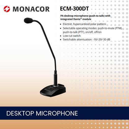 Monacor ECM-300DT DANTE desktop microphone