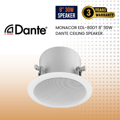 Monacor EDL-80DT 8" 30W DANTE ceiling speaker