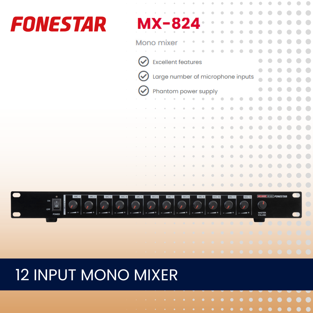 Fonestar MX-824 12 input mono mixer