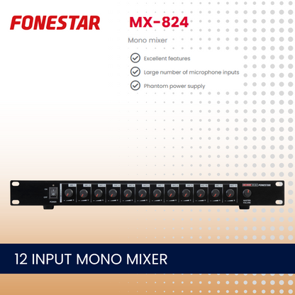 Fonestar MX-824 12 input mono mixer