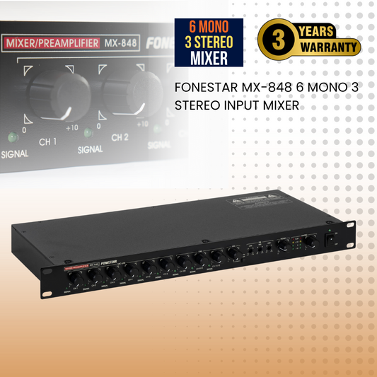 Fonestar MX-848 6 mono 3 stereo input mixer