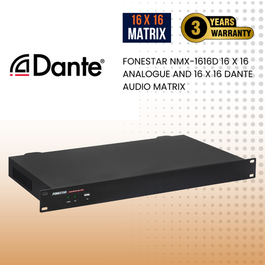 Fonestar NMX-1616D 16 x 16 analogue and 16 x 16 DANTE audio matrix