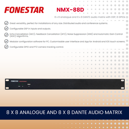 Fonestar NMX-88D 8 x 8 analogue and 8 x 8 DANTE audio matrix