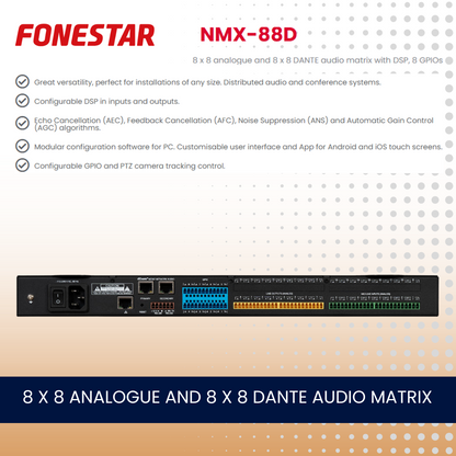 Fonestar NMX-88D 8 x 8 analogue and 8 x 8 DANTE audio matrix