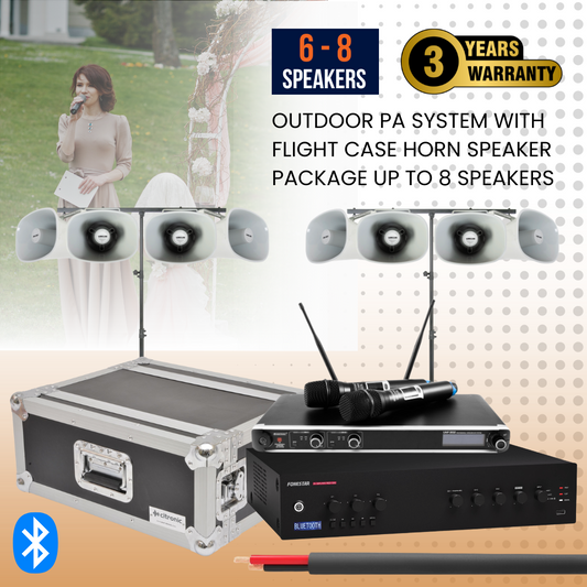 Outdoor PA System With Flight Case Horn Speaker Package Up To 8 Speakers