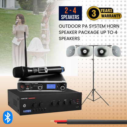 Outdoor PA System Horn Speaker Package Up To 4 Speakers