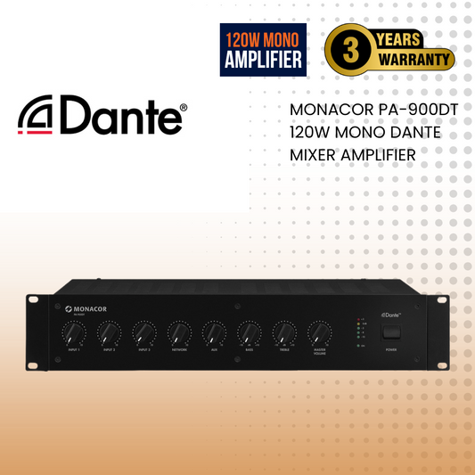 Monacor PA-900DT 120W mono DANTE mixer amplifier