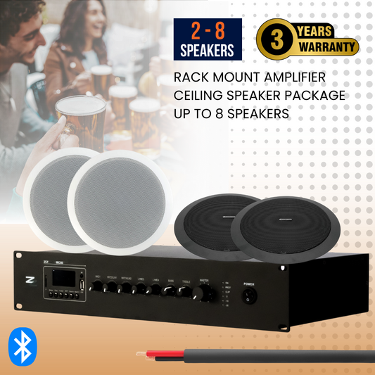 Rack Mount Amplifier Ceiling Speaker Package Up To 8 Speakers Background Music System