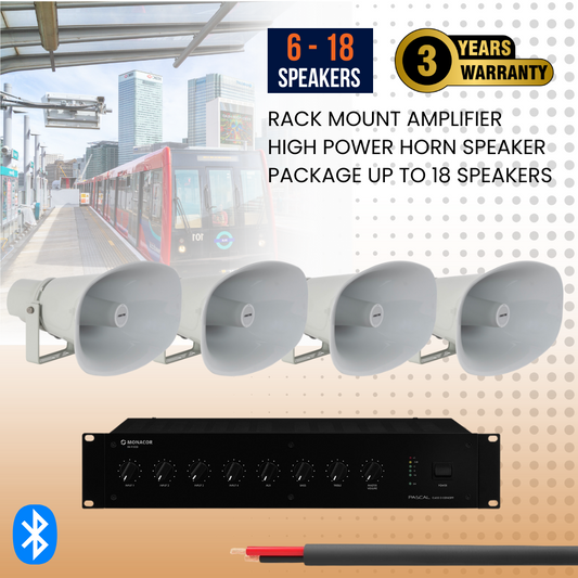 Rack Mount Amplifier High Power Horn Speaker Package Up To 18 Speakers