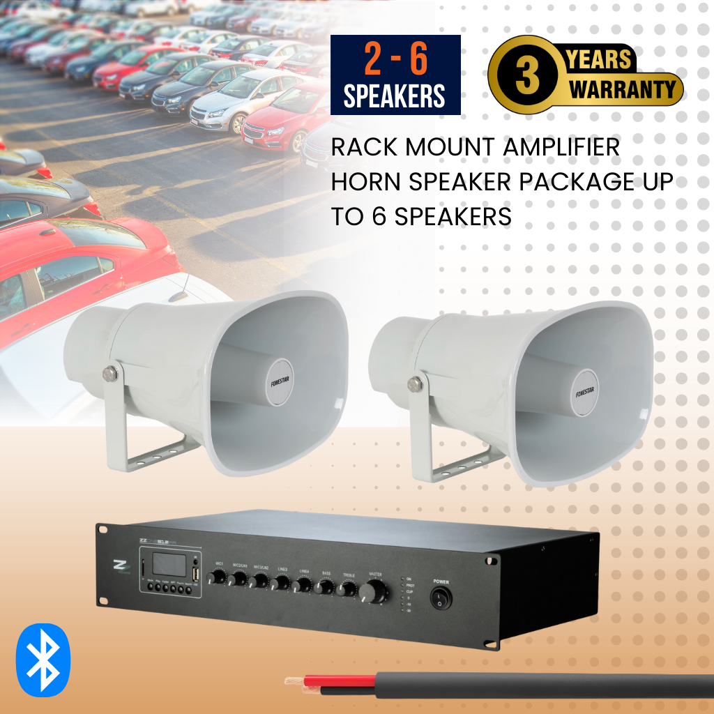 Rack Mount Amplifier Horn Speaker Package Up To 6 Speakers