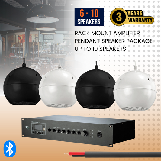 Rack Mount Amplifier Pendant Speaker Package Up To 10 Speakers Background Music System