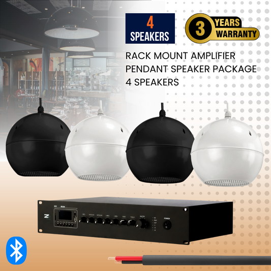 Rack Mount Amplifier Pendant Speaker Package 4 Speakers Background Music System