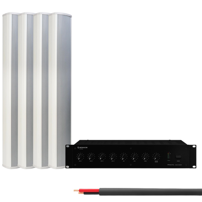 Rack Mount Amplifier Standard Column Speaker Package Up To 20 Speakers Background Music System