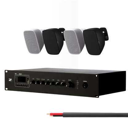 Rack Mount Amplifier Wall Speaker Package Up To 4 Speakers Background Music System