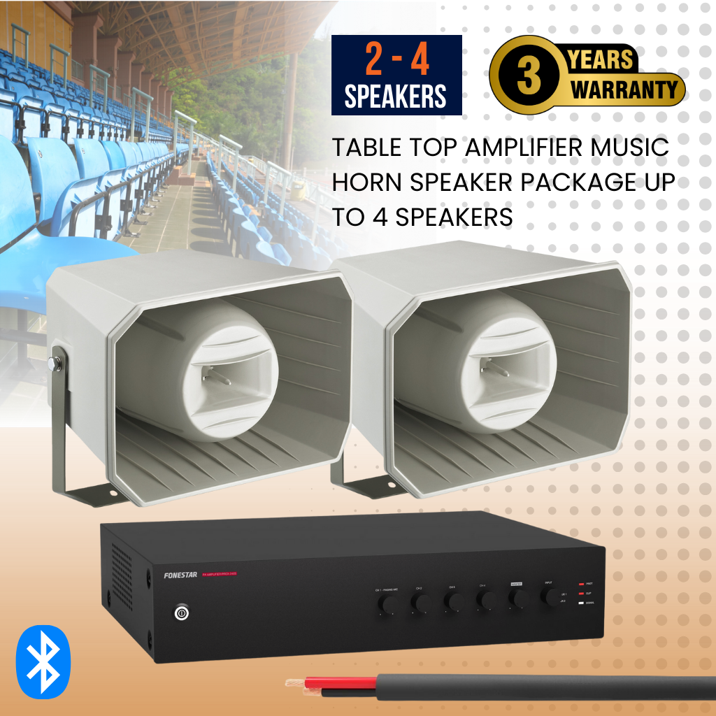 Table Top Amplifier Music Horn Speaker Package Up To 4 Speakers Background Music System