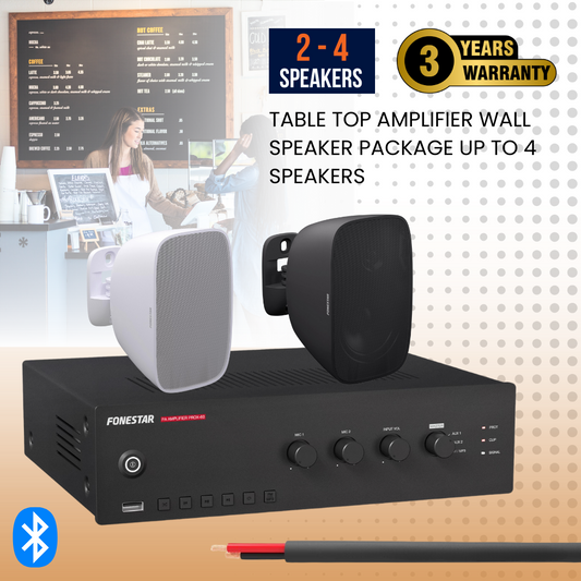 Table Top Amplifier Wall Speaker Package Up To 4 Speakers Background Music System