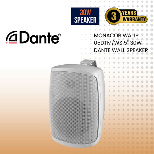 Monacor WALL-05DTM/WS 5" 30W DANTE wall speaker